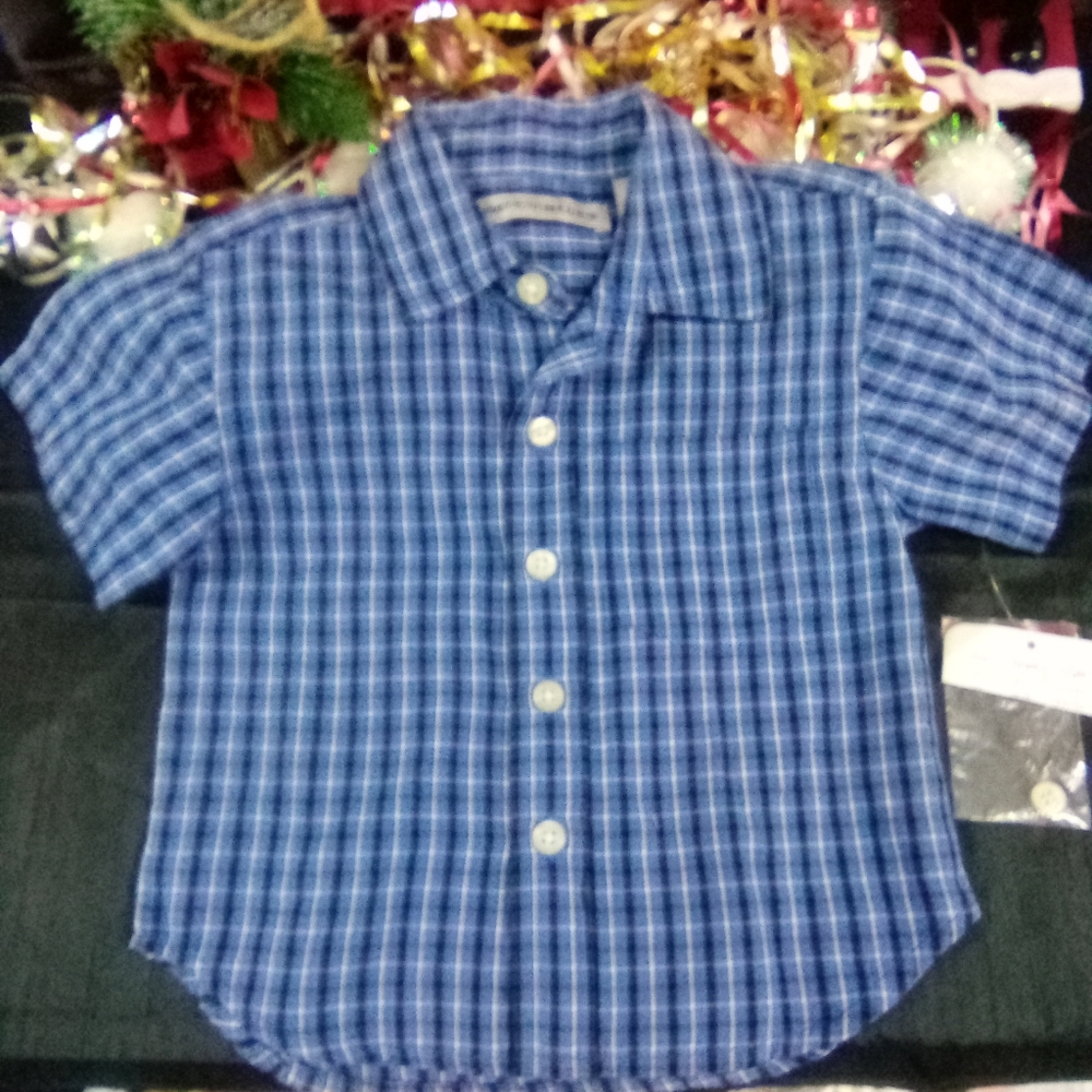 NWT Plaid short sleeve baby shirt